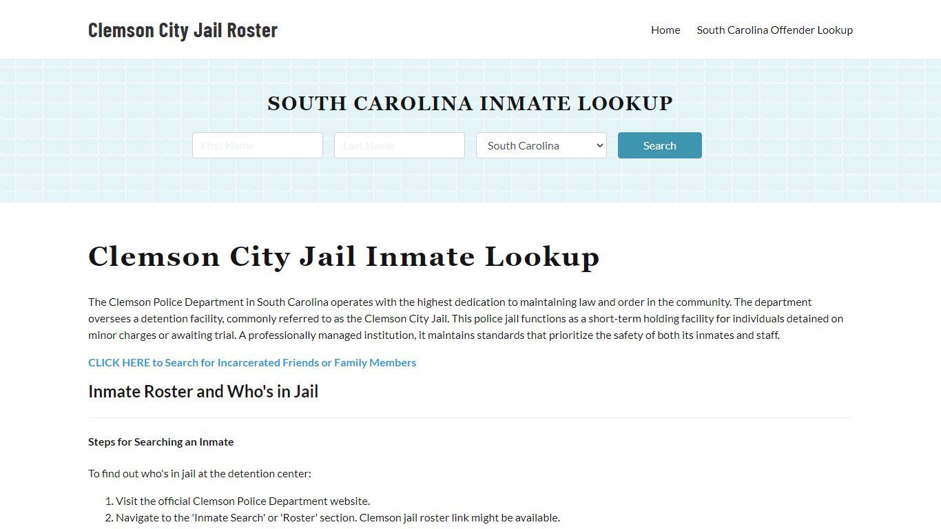 Clemson Police Department & City Jail, SC Inmate Roster, Arrests, Mugshots